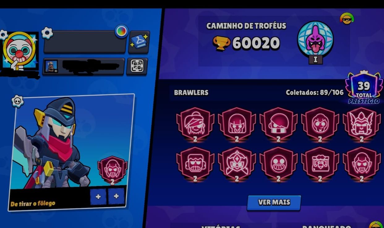 Conta Brawl Stars 60.000 troféus, Lendário 1 + várias skins