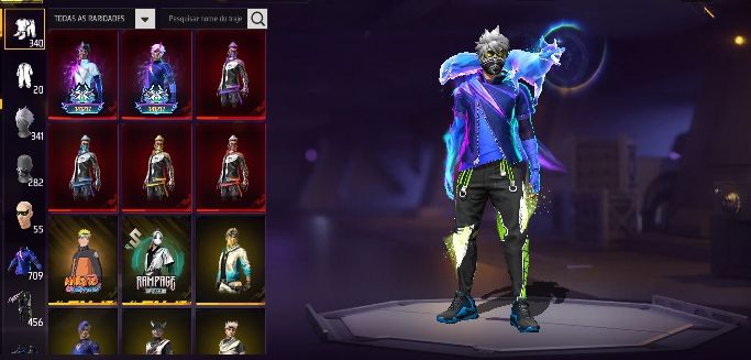 CONTA FREE FIRE LEVEL 81 PRIME 7 SOMBRA ROXA , UMP RUBI ,BANDEIRAO