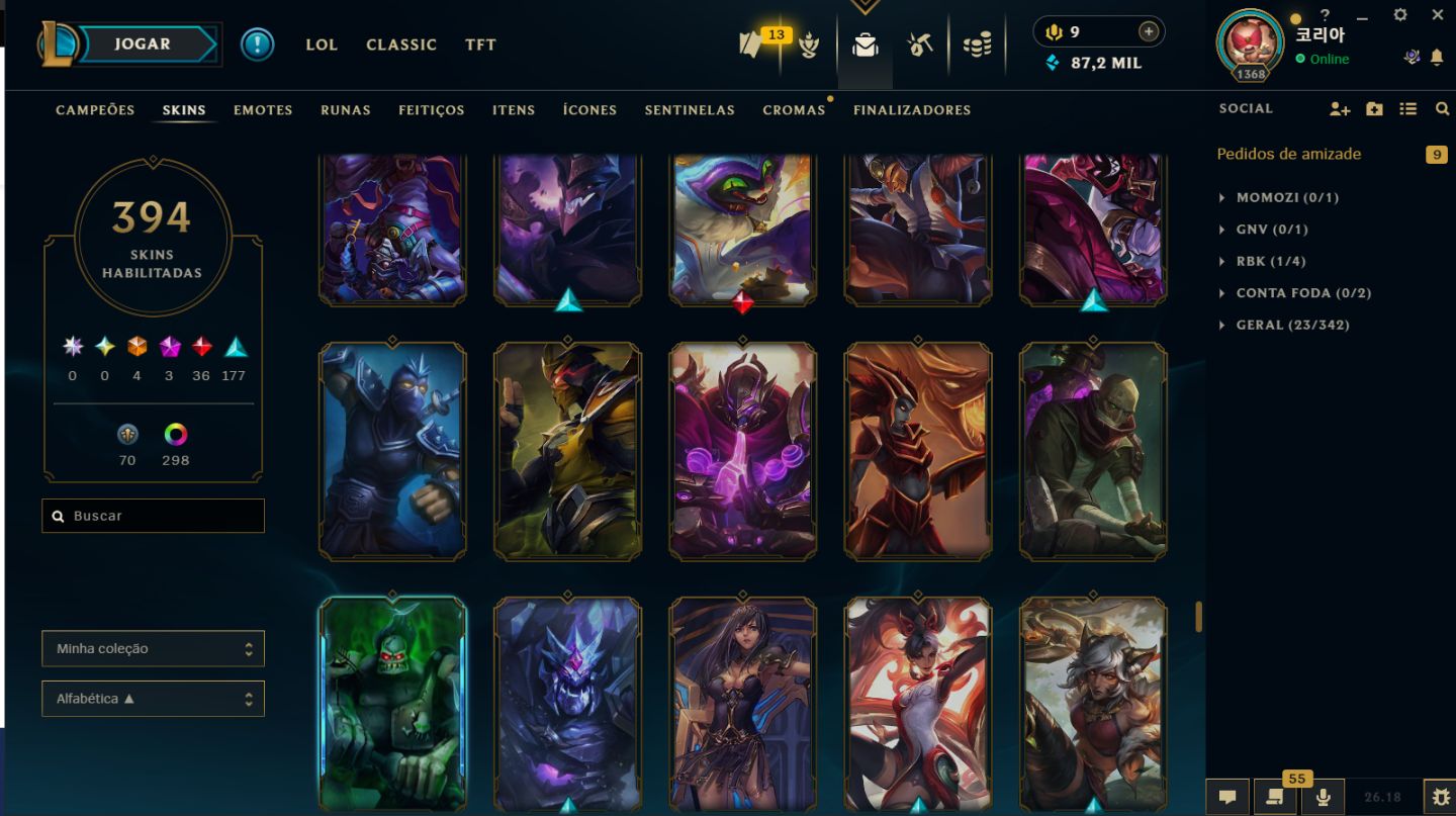 Conta League Of Legends Nv 1368 ( 394 Skins )
