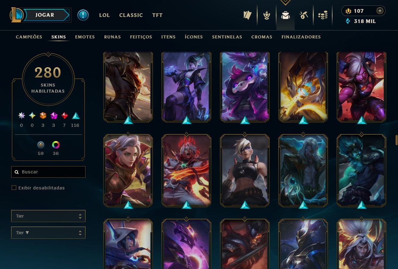 [ENTREGA AUTOMÁTICA] CONTA LOL E WILD RIFT 280 SKINS GOLD 4 97% WR 29W 1L