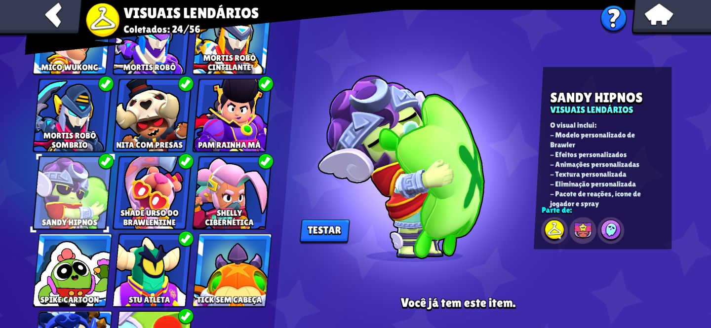 Conta de Braw Stars mestre com muitas skins lendárias e miticas