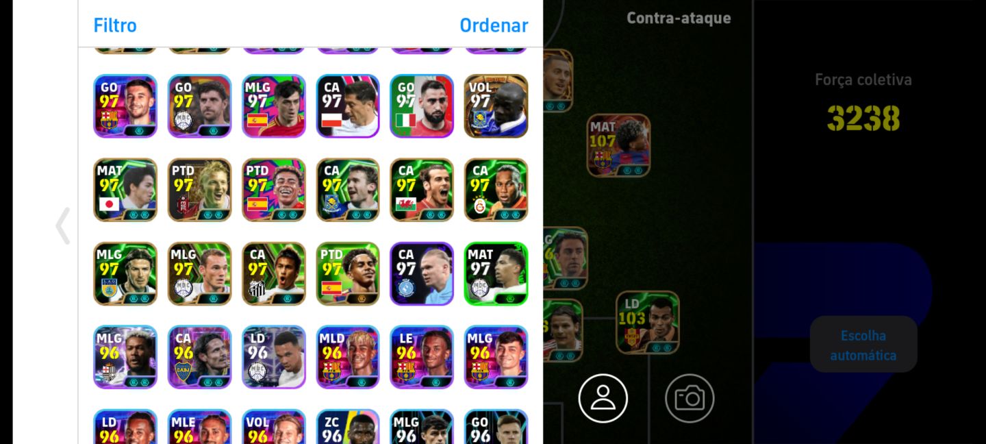 Conta Efootball Mobile com diversos épicos