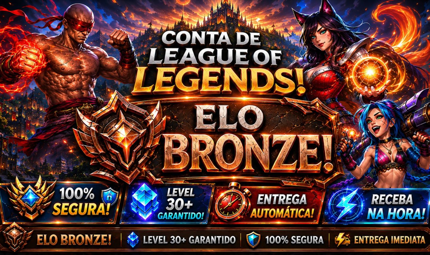 [Entrega Automática] Conta Lol Bronze, 51 Skins, Upada na Mão, Lvl 43, 60 Champs