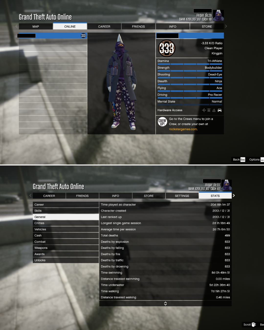 Conta GTA 5 PC | Rank 333 200M + 300M | Desbloqueios + 20 carros Modded + trajes