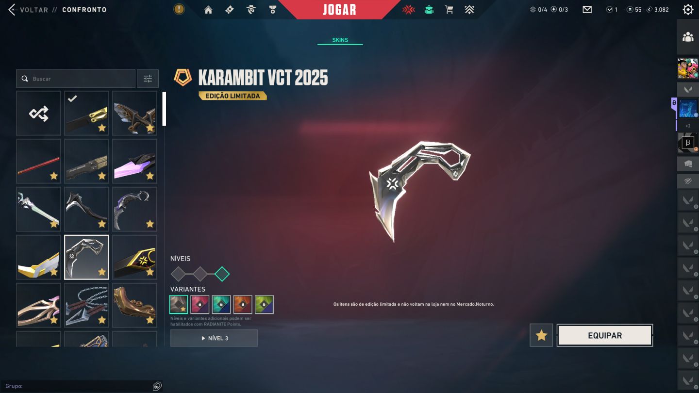 Conta Valorant com mais de 10K em skins. Champions 22/23/24/25, VCT, Arcane.