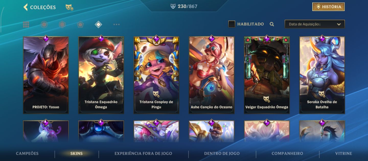 Conta no Wild Rift com 230 skins