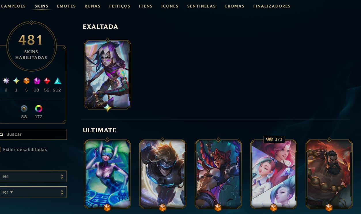 Conta de um main jinx ouro 500 partidas por outra do meu agrado diamant ou venda