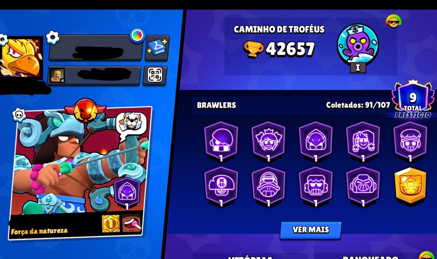 Conta de brawl stars veterana com muitas skins