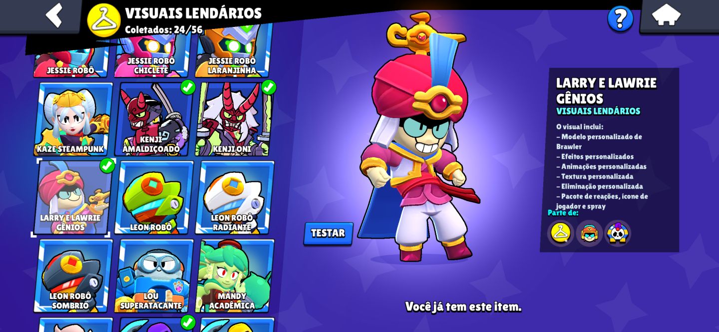 Conta de Braw Stars mestre com muitas skins lendárias e miticas