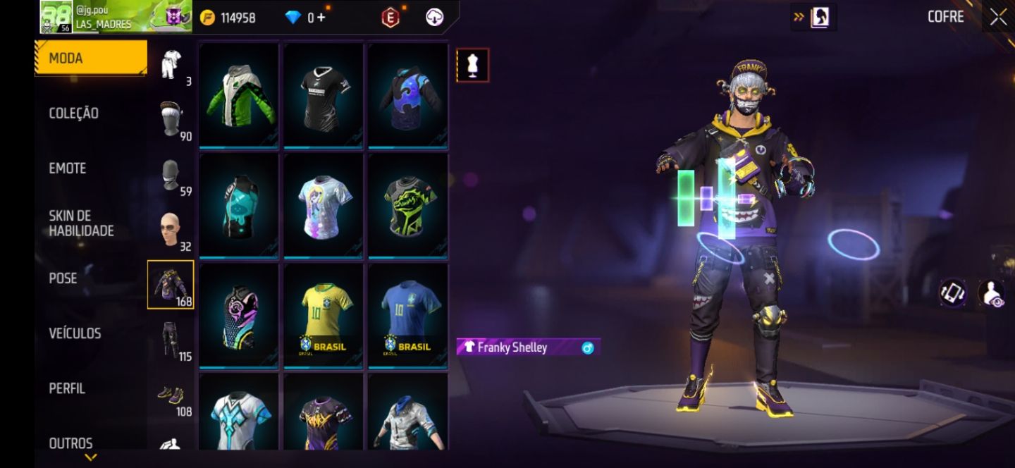Conta de free fire diamante com várias skins