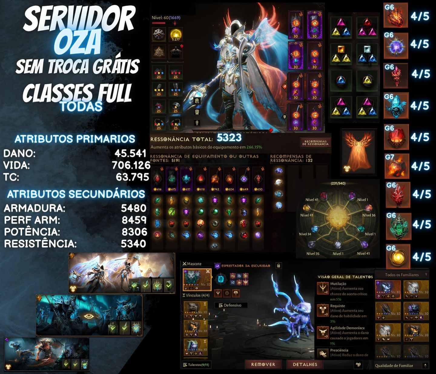 Conta de diablo com 5k de ressonância full dados e-mail de criação