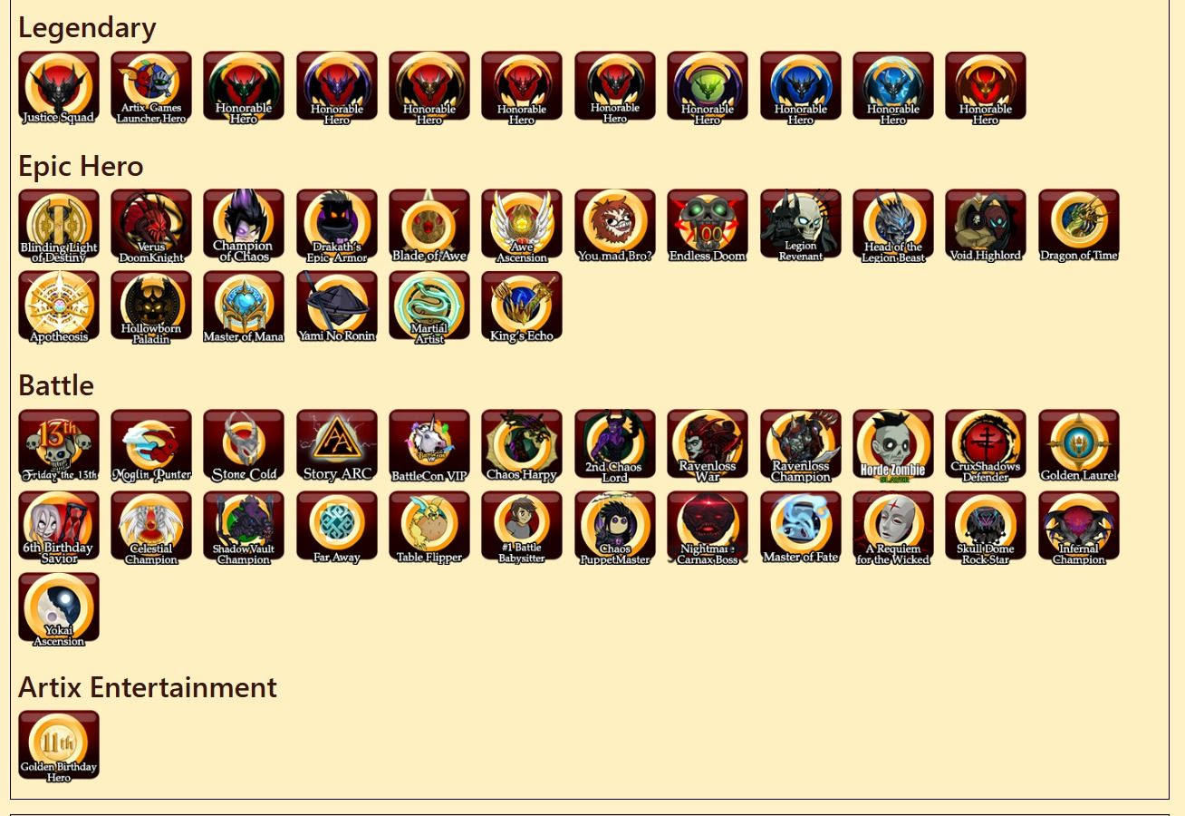 CONTA AQW MUITOS BADGES / CONTA AVANÇADA / EPIC E LEGENDARY