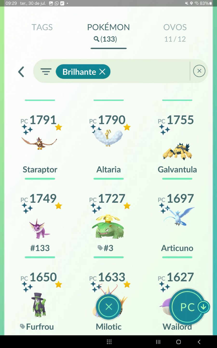 Conta de pokemon go de 2016