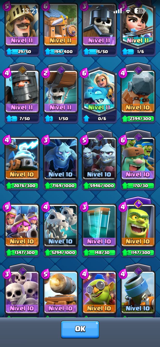 CONTA DE CLASH ROYAL 10.6K TROFÉUS COM TODAS CARTA UPADA E EVO!
