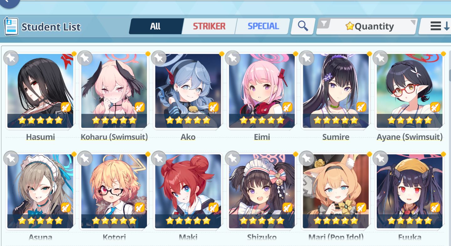 Conta Blue Archive End-Game | 208 Alunas
