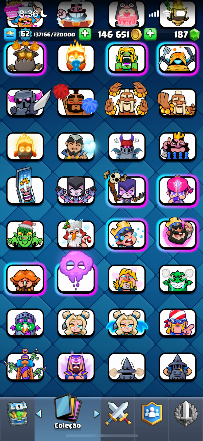 Conta CLASH ROYALE MAIOR CAMPEAO VARIOS EMOJIS RAROS E 8 ANOS DE CONTA
