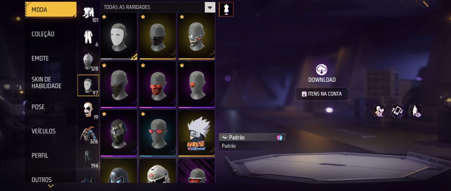 CONTA DE FF BRABA COM VARIAS SKINS