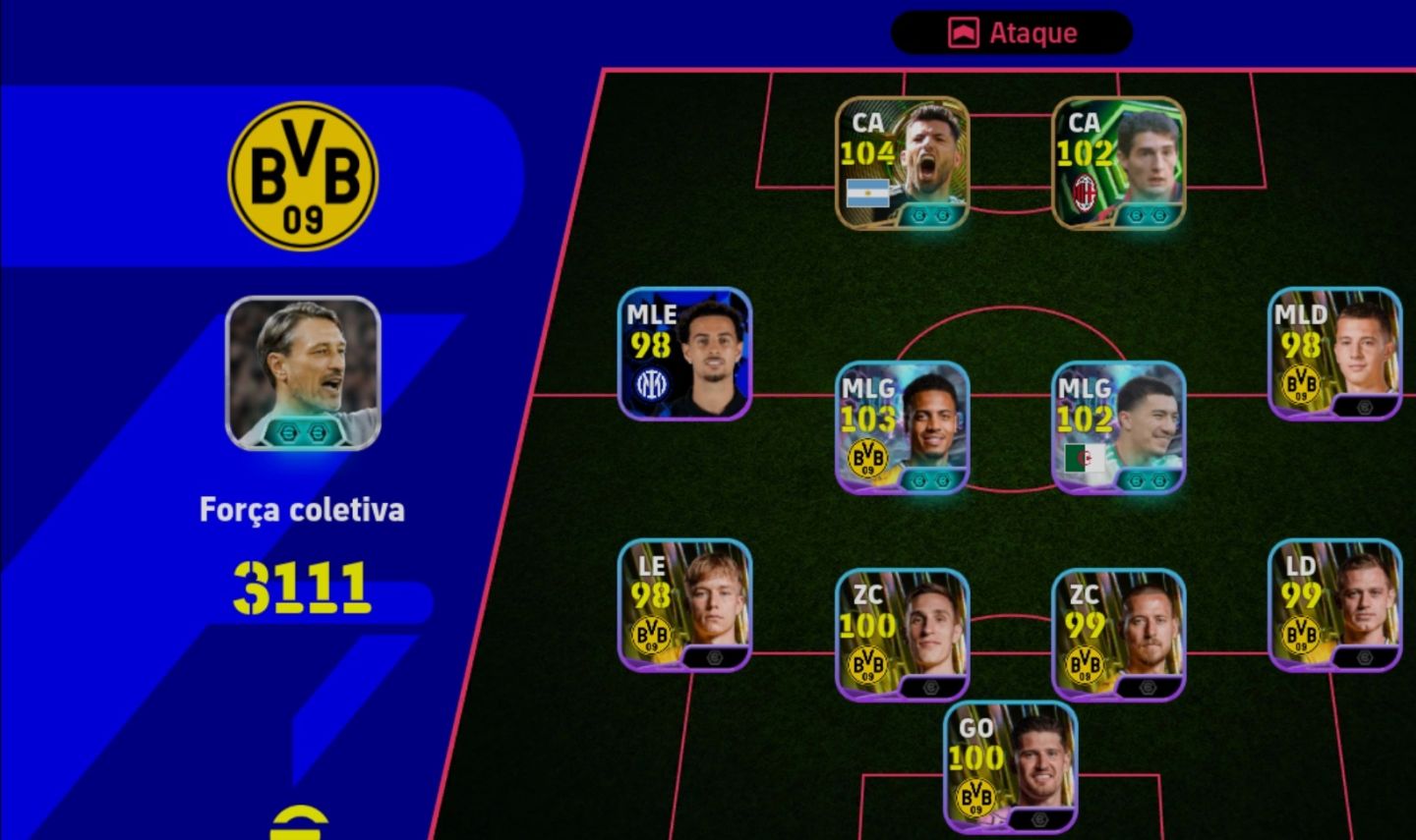 CONTA EFOOTBALL COM PACK DO BORUSSIA DORTMUND | AGUERO | MASSARO