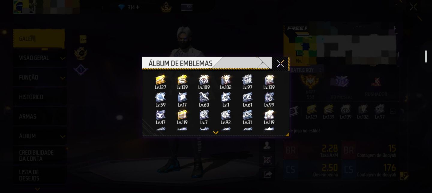 CONTA FREE FIRE GEMADA LVL 64