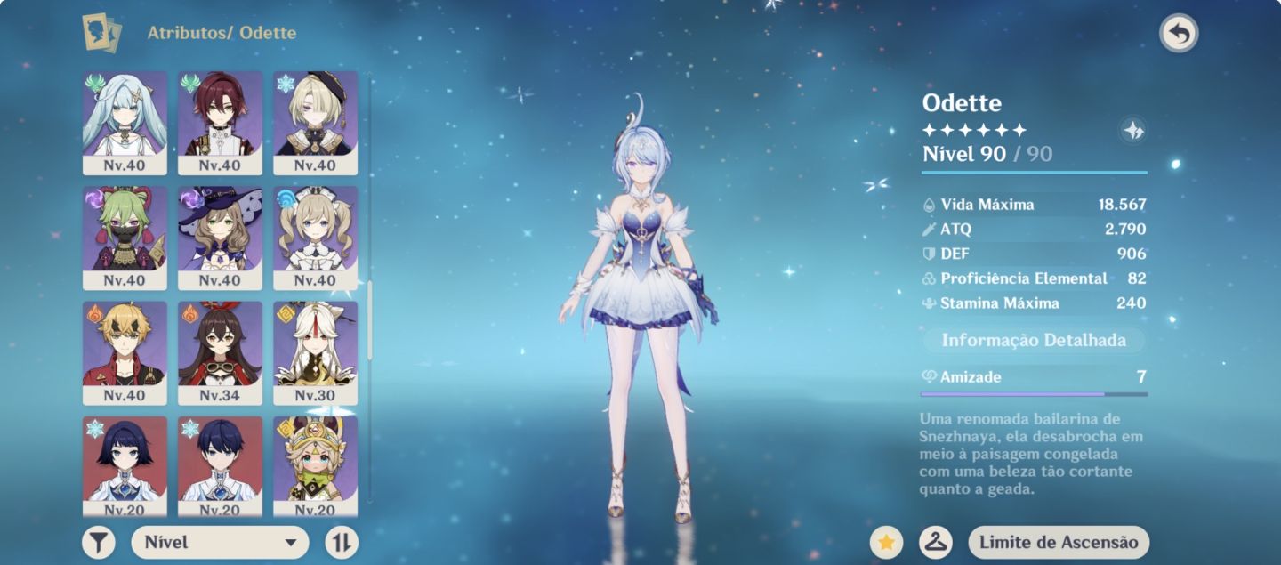 Conta genshin Impact com 24 personagens 5 estrelas, armas 5 estrelas e artefatos