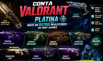 CONTA VALORANT STACKADA PLATINA + FACA + VANDAL TOP + PHANTOM + ODIN