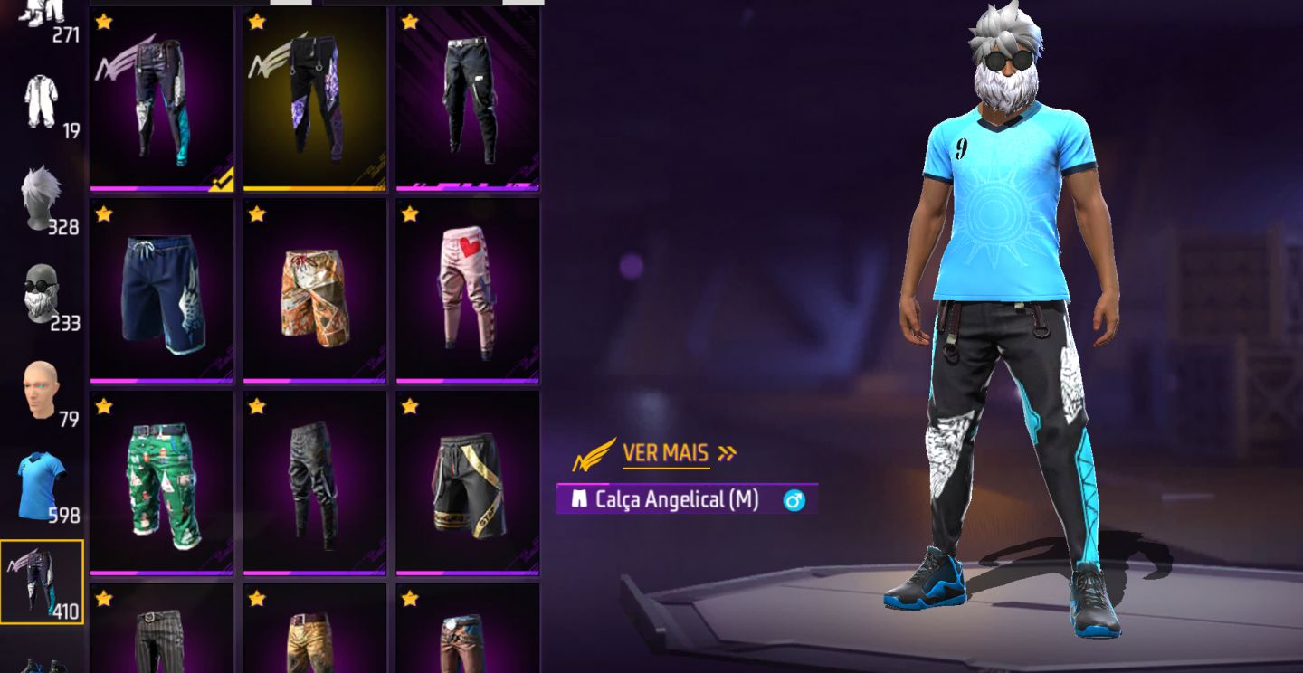 Conta de fre fre com várias skins de armas atribuídas