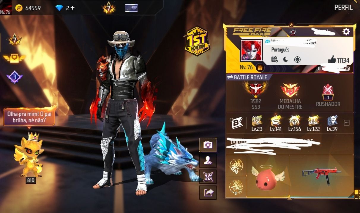 Conta Free Fire muito rara e muito gemada, valores aceitáveis negociável!!