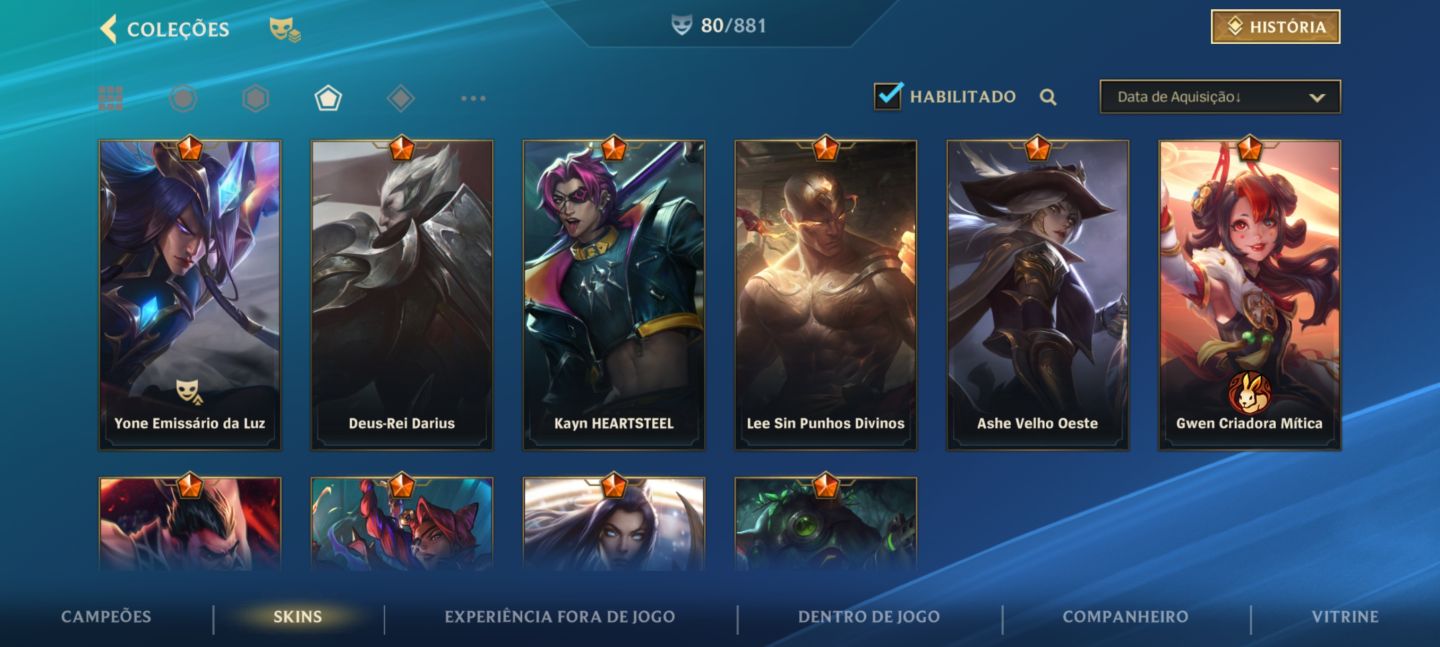 CONTA LOL | COLEÇÃO RARA | SKINS MÍTICAS | YONE | DARIUS | KAYN | SAMIRA