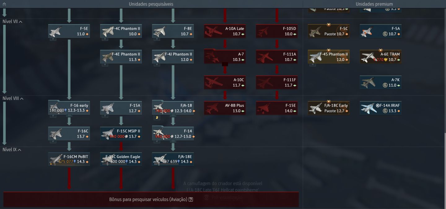 CONTA WAR THUNDER TIER ALTO | EUA + CHINA - TANQUE E JATO | F-4S PREMIUM