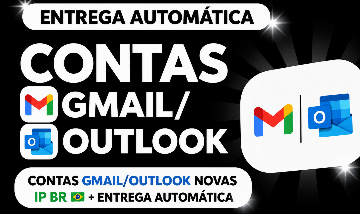 CONTAS GMAIL/OUTLOOK NOVAS | IP BR + ENTREGA AUTOMÁTICA
