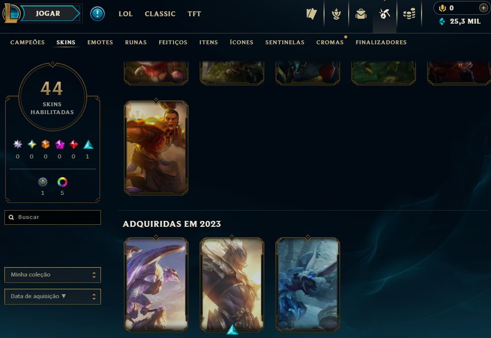 [Entrega Automática] Conta Lol Platina, 25K Ea, 44 Skins, Upada na Mão, Lvl 37