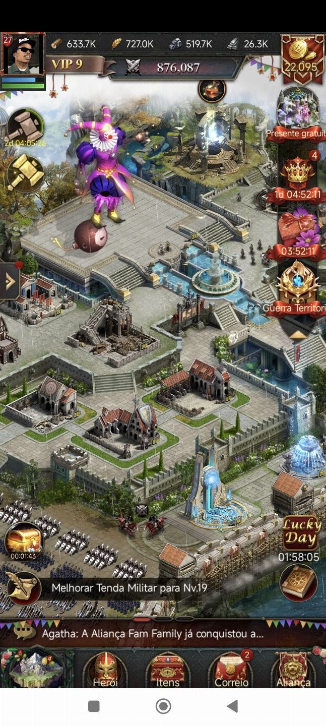 CONTA DE CLASH OF KINGS CASTELO 20 COM 22K DE GOLD
