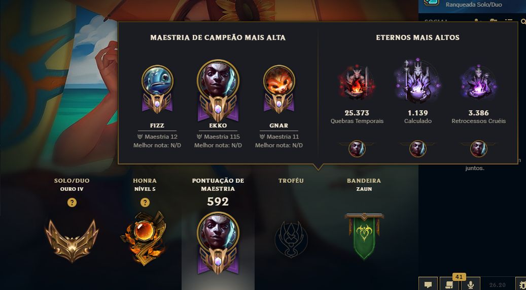 Conta mono ekko com a skin de prestigios!