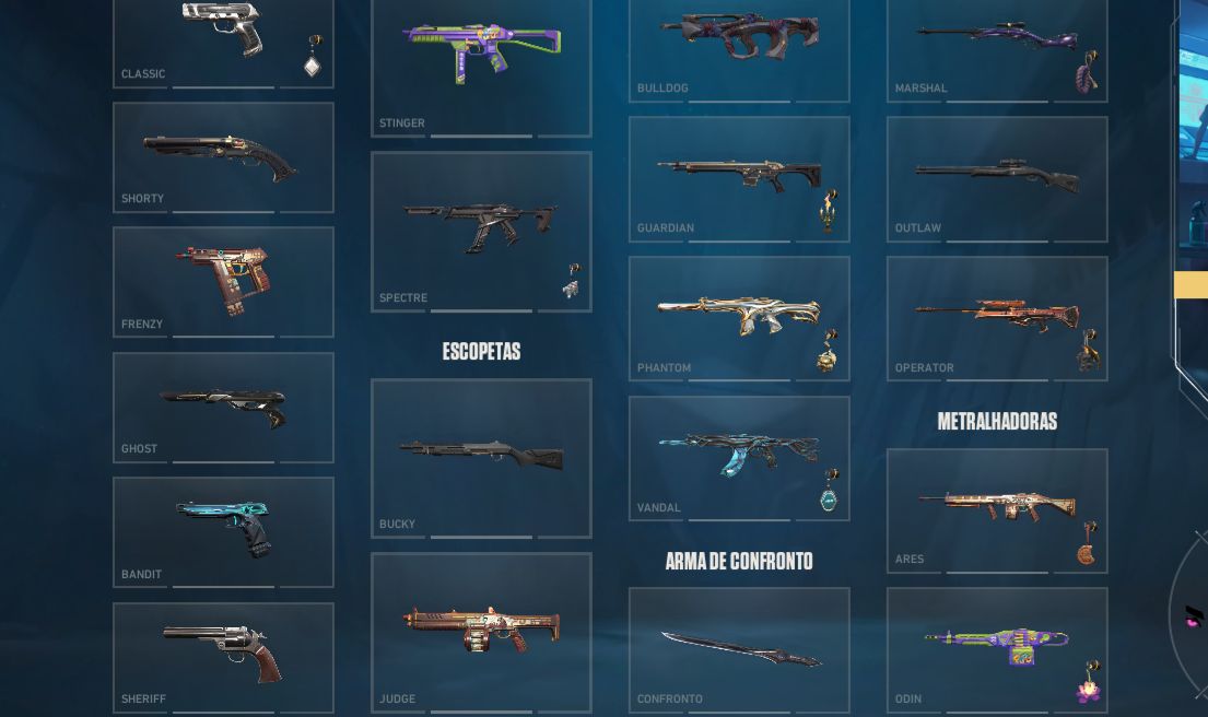 Conta de valorant com a faca kami kuronami que não volta mais e outras Skins