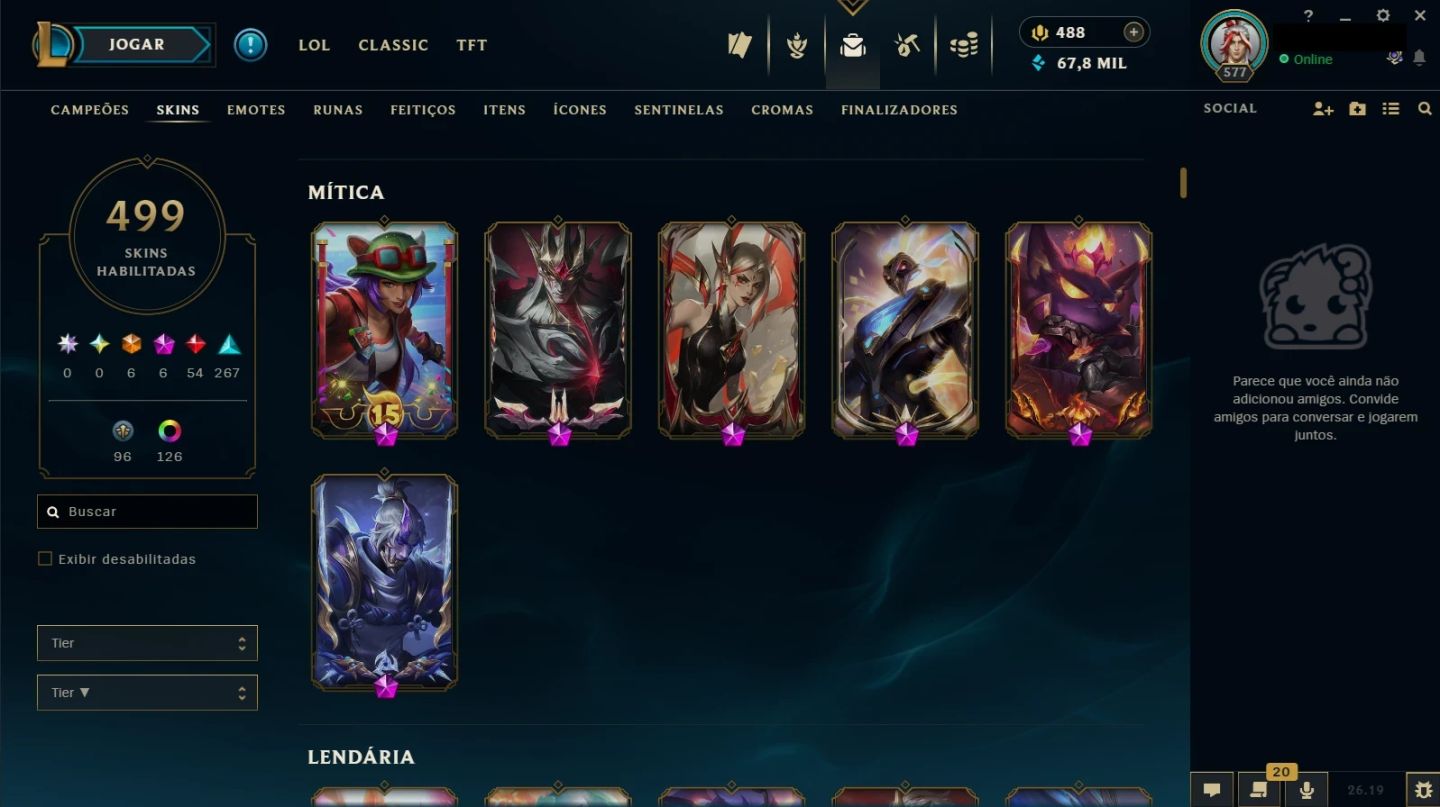 Conta com 501 skins