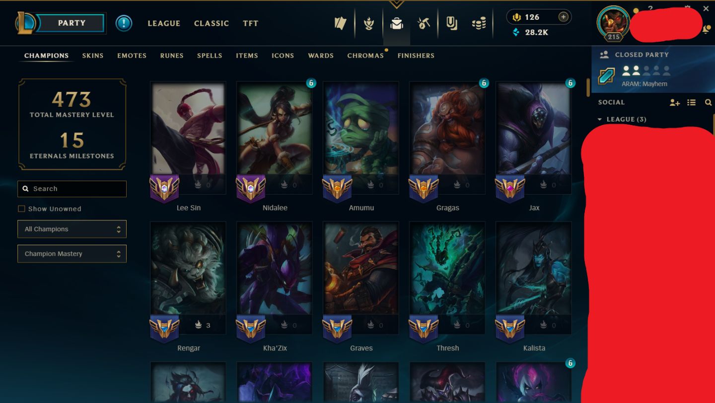 Conta LOL Gold Season 6 level 215 Todos os campeões