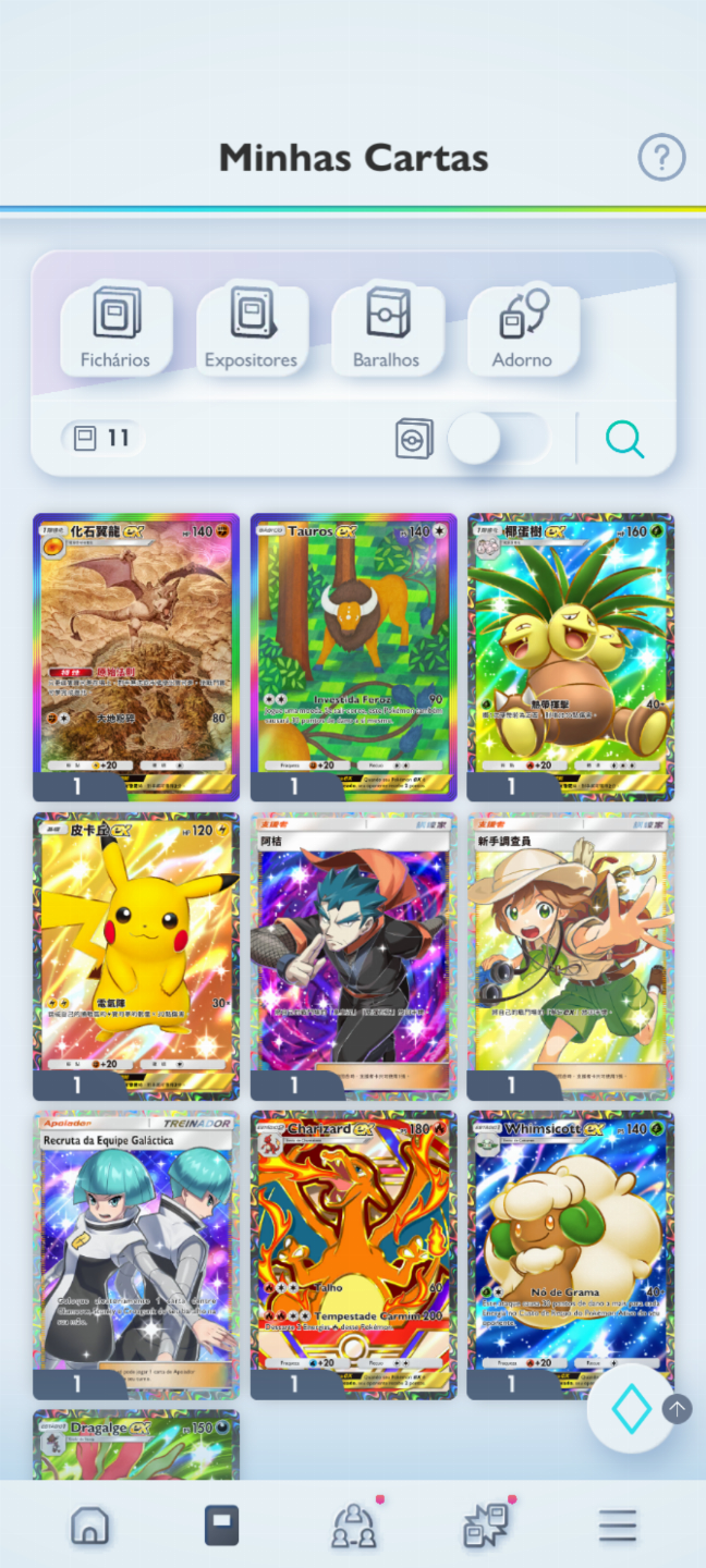 Conta Pokémon TCG - NV 37 com + de 2k cartas com muitas Full Art e Shinys!