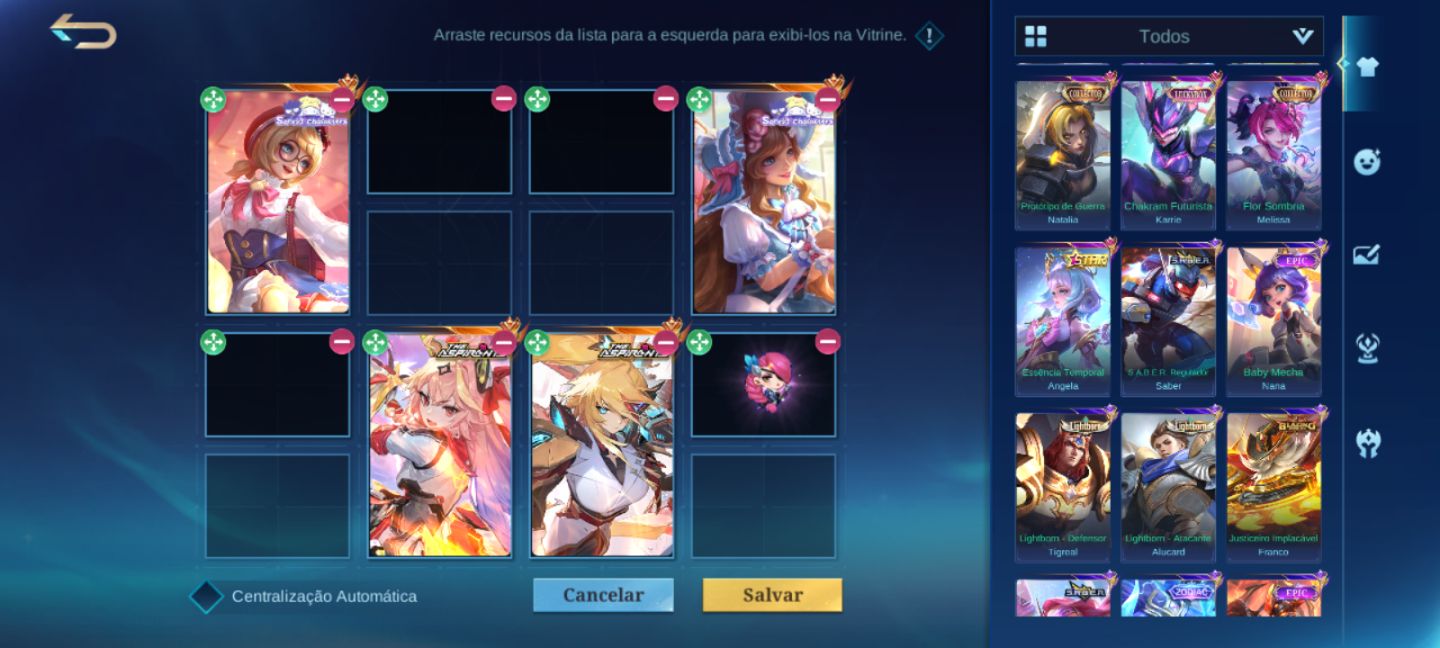 Conta Mobile Legends (Mlbb) Skins Sario e Selena Zenith, skins jjk e skin Naruto