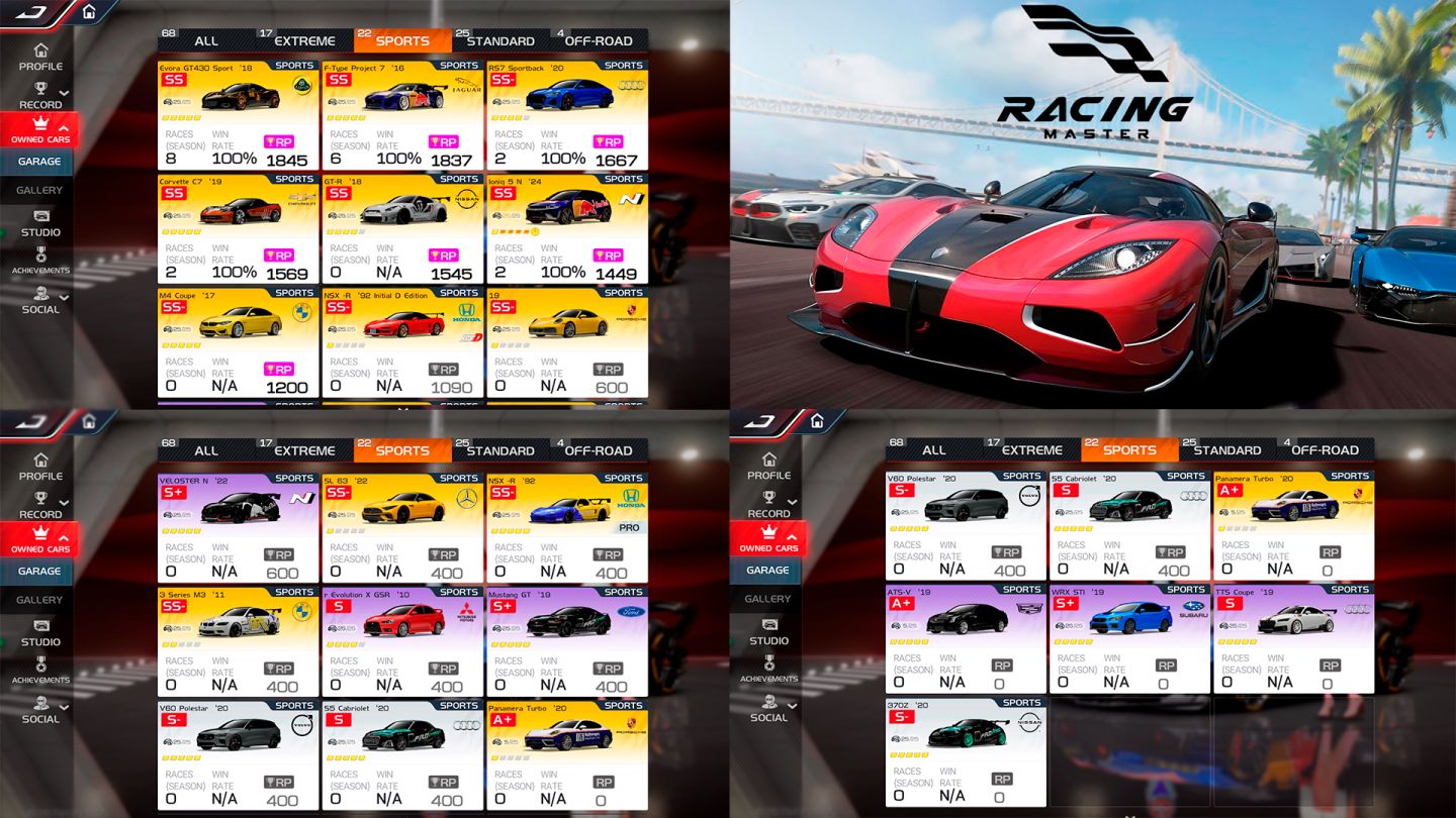CONTA RACING MASTER | VIP 7 | REI DA VELOCIDADE | VÁRIOS CARROS | ESTUDIO NV 6