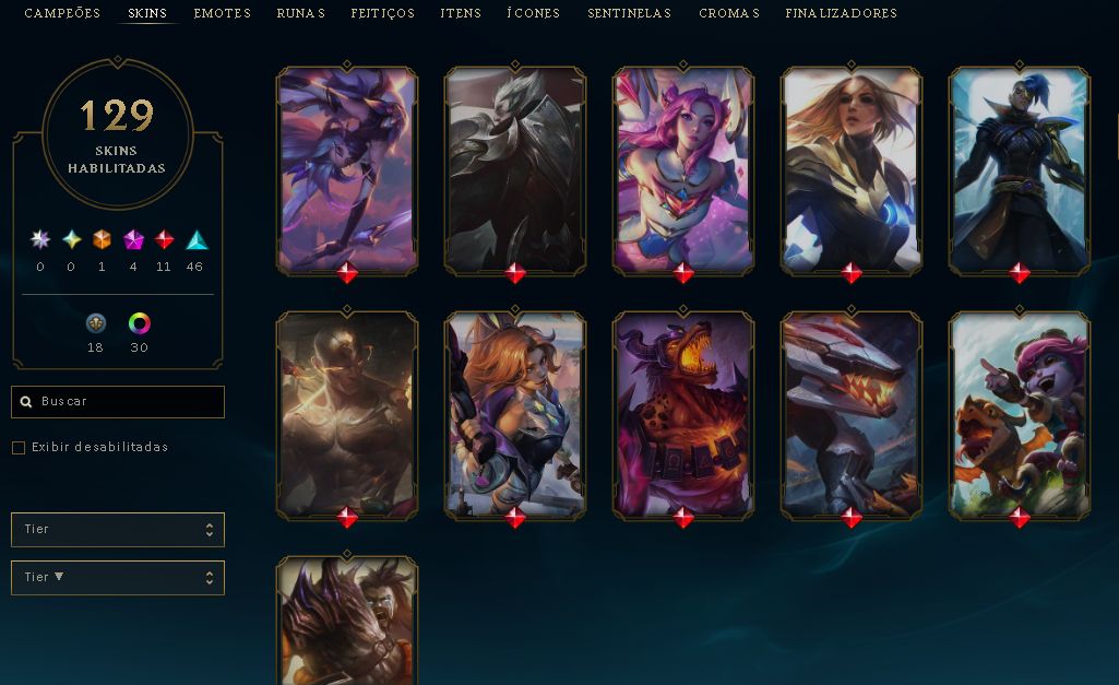 Conta LoL Nível 223 | 129 Skins | 4 Míticas + 1 Ultimate | Desde 2017