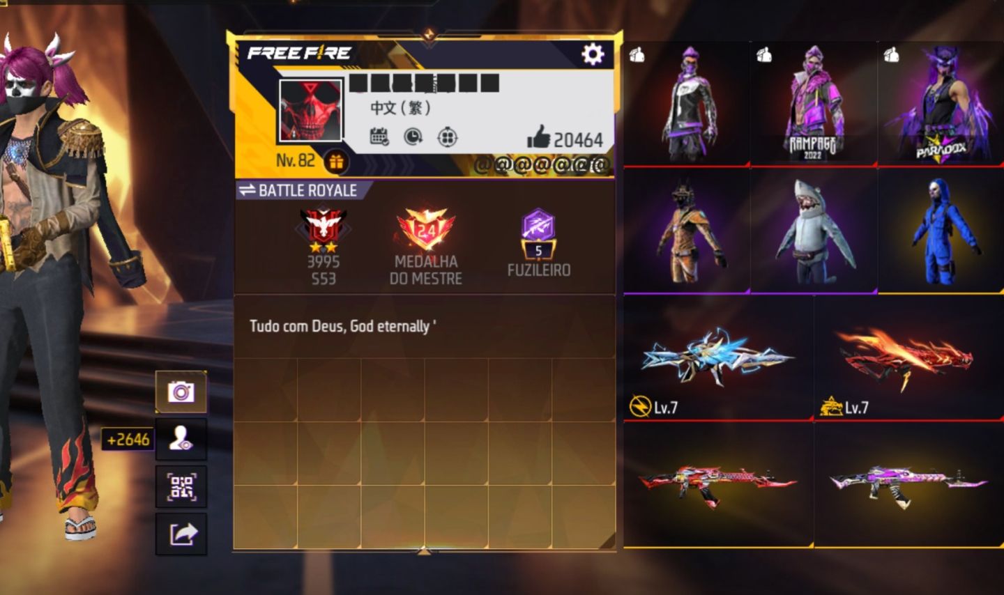 Conta de FF Full Com Muitos Passes + Armas Evo Full!