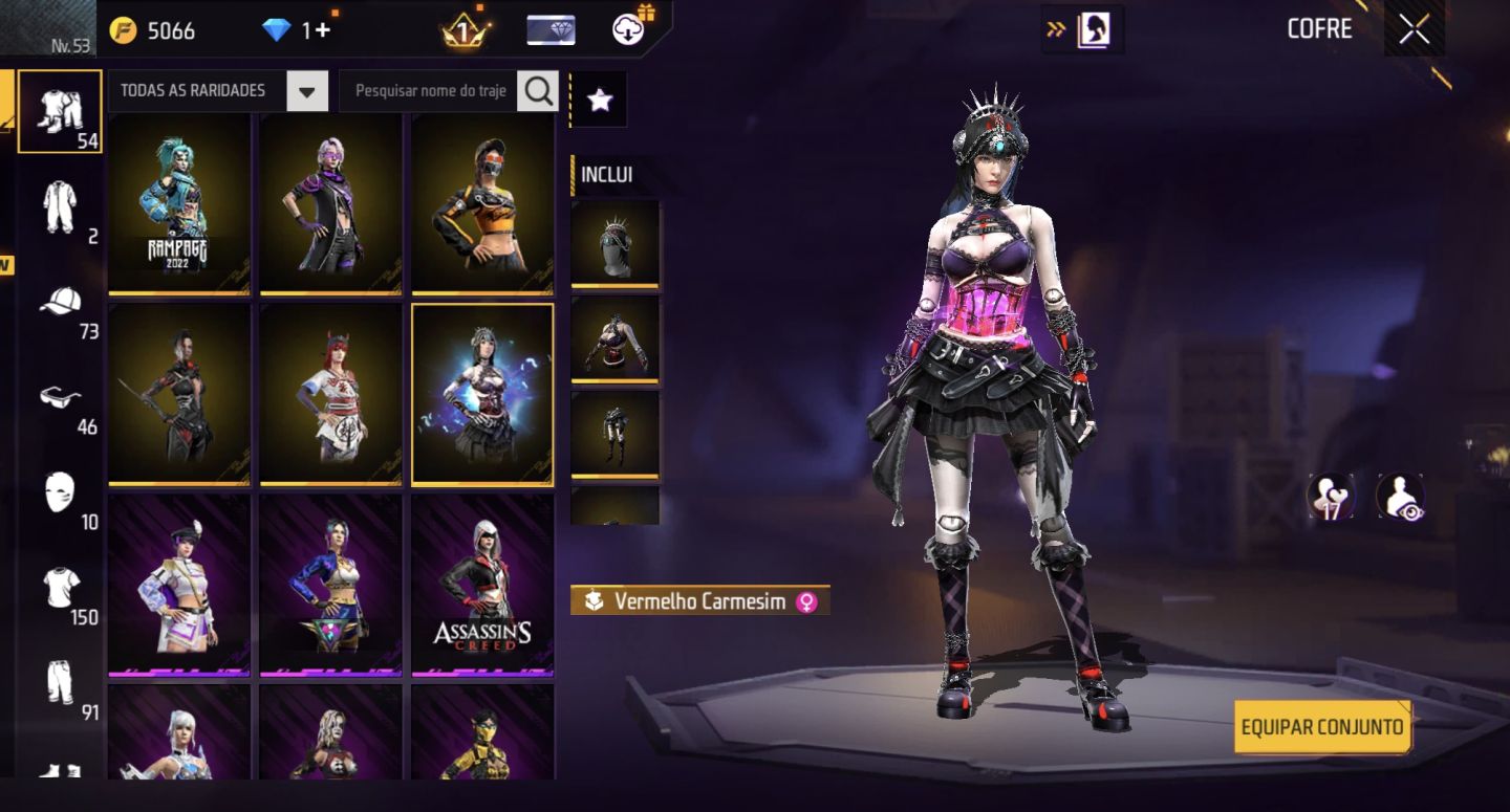 CONTA FREE FIRE NV.53 | 240+ ITENS | 54 CONJUNTOS