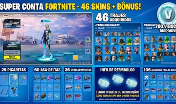 CONTA FORTNITE 46 SKINS | 700 V-BUCKS + REEMBOLSO DISPONÍVEL | PARCERIAS & PASSE