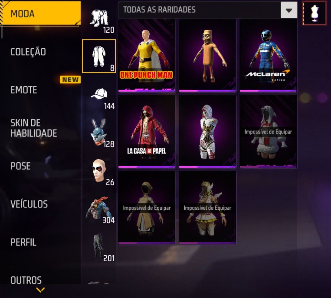 Conta de Free Fire com muitas parcerias, punho do Saitama e evolutivas!