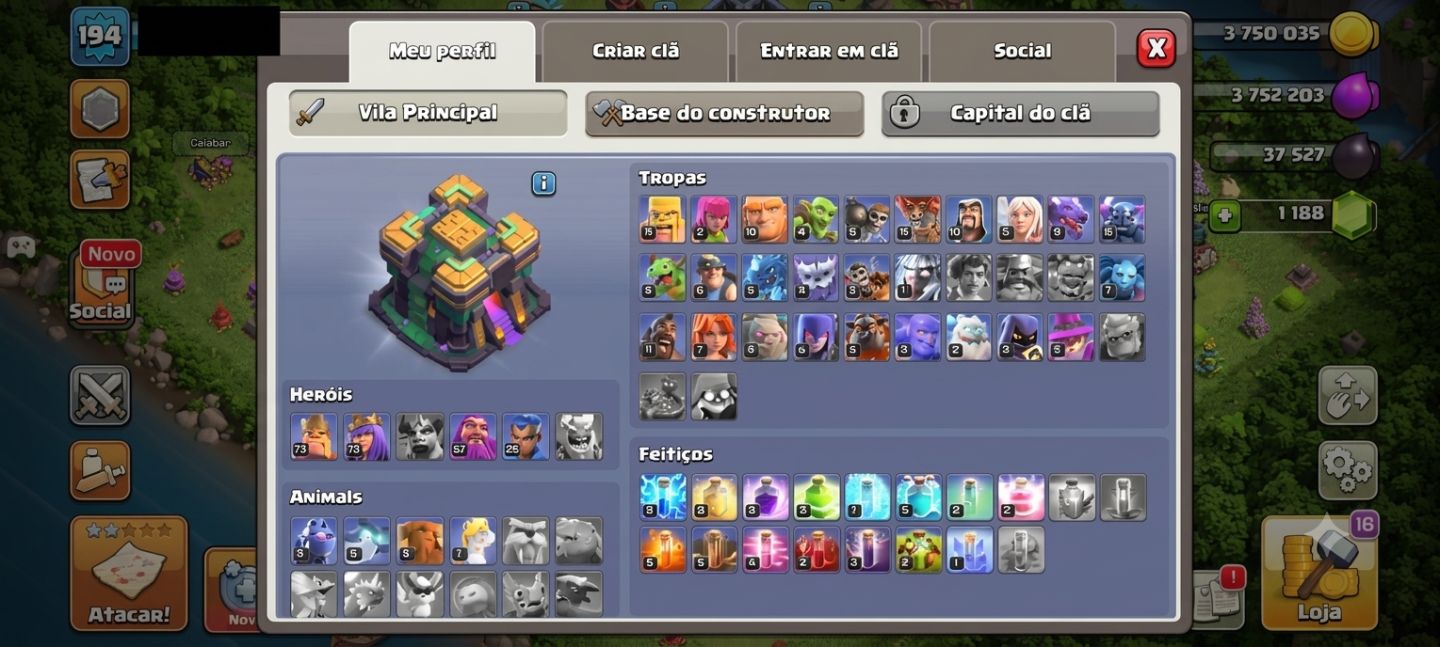 SUPER CONTA CLASH OF CLANS - CV14 quase FULL + 1100 GÊMEAS
