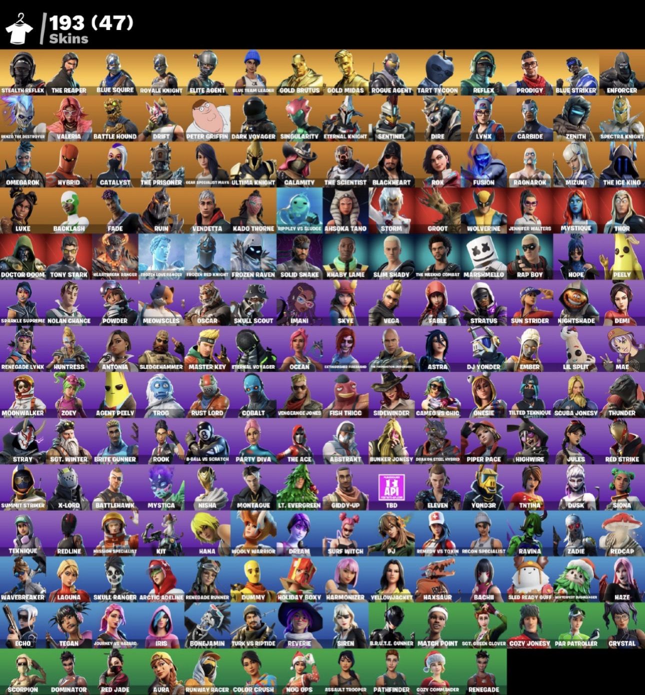 FAConta Fortnite OG | Stealth Reflex + Reaper + Elite Agent | 193 Skins | Minty