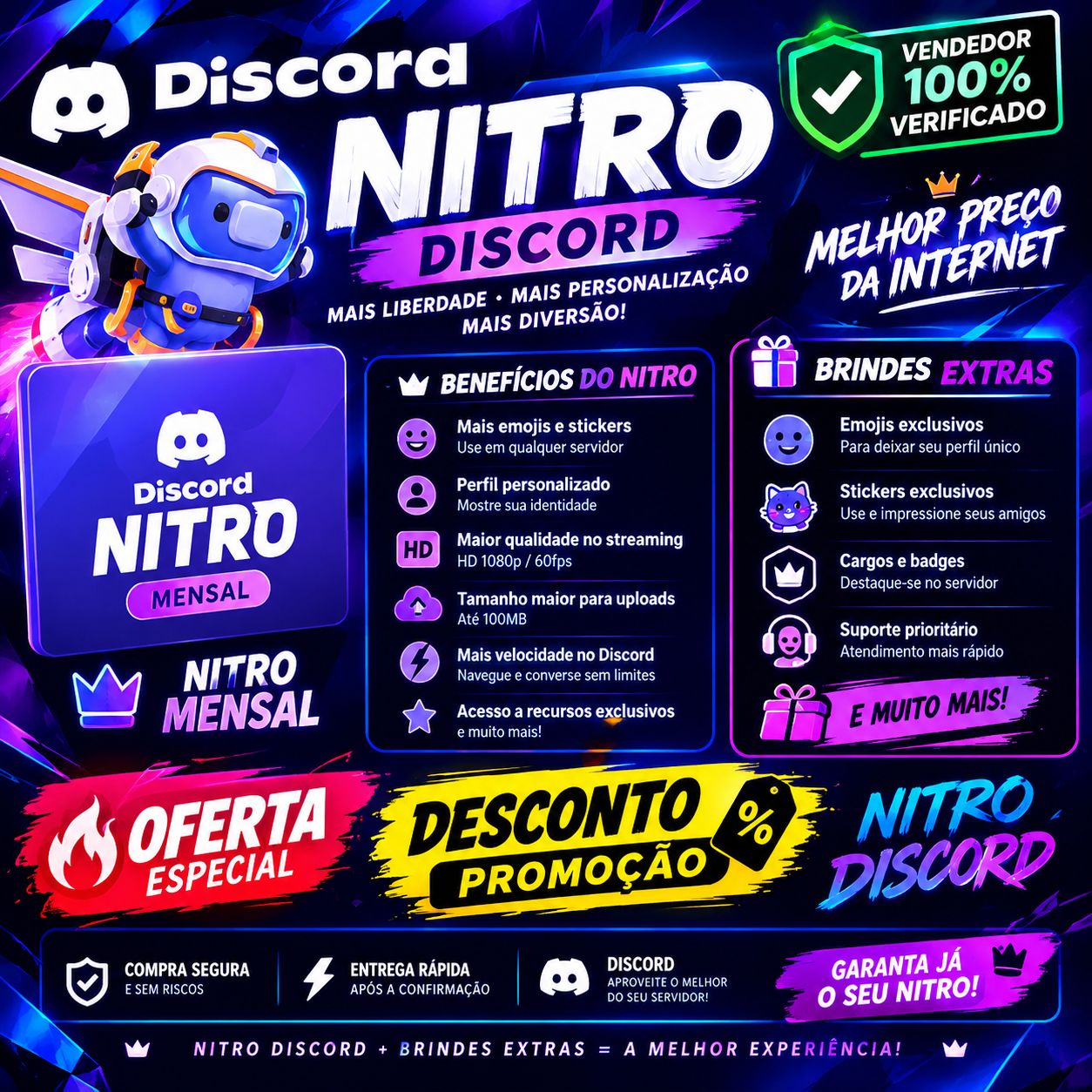 NITRO DISCORD MENSAL COM BÔNUS E BRIDES EXCLUSIVOS!!!