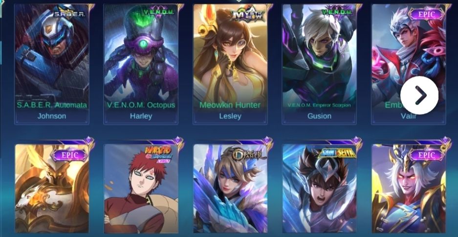 Conta mobile legends 179 skins