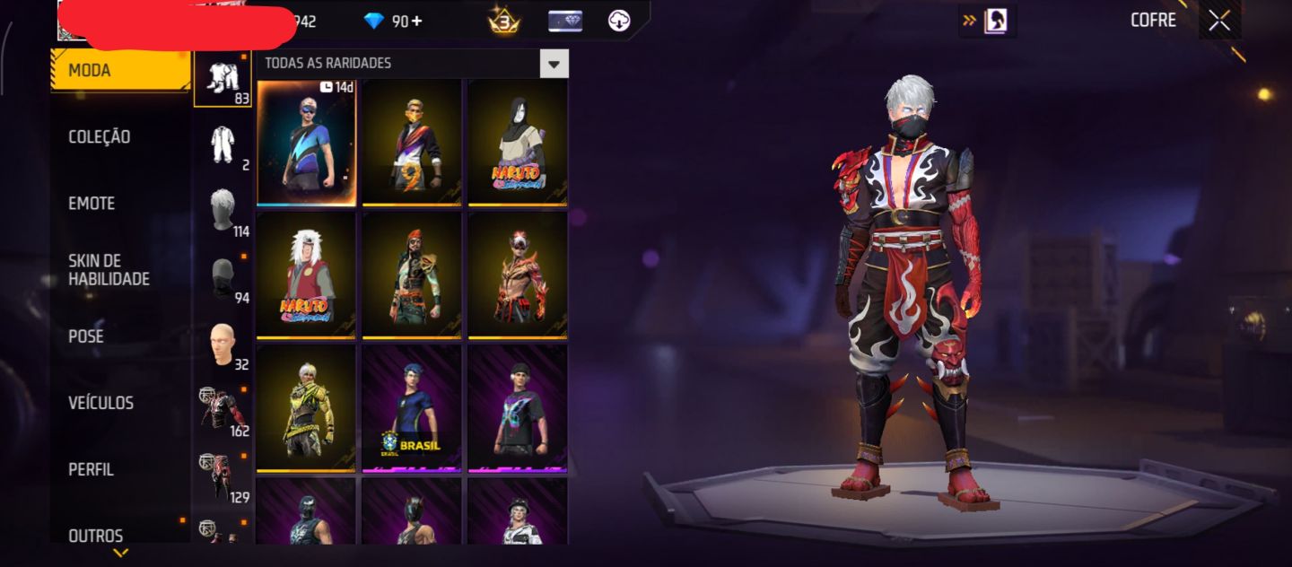 Conta de free fire de 2020 com várias skin de armas é roupas