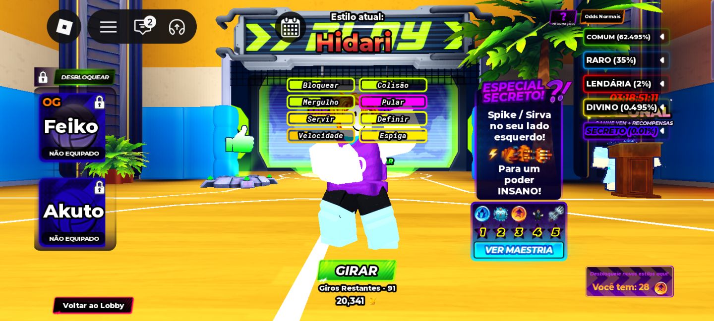 - HAIKYUU LEGENDS (CONTA: 5 SECRETOS + LVL ALTO + HABILIDADES SECRETAS)